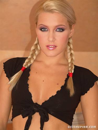 Sassy Doll Sophie Moone With Blonde Pigtails Takes Off Skirt And Flashes Butts on nudesceleb.com