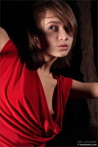 Naughty Girl Lera MPL Takes Her Provocative Red Dress As Soon As She Sees The Camera on nudesceleb.com