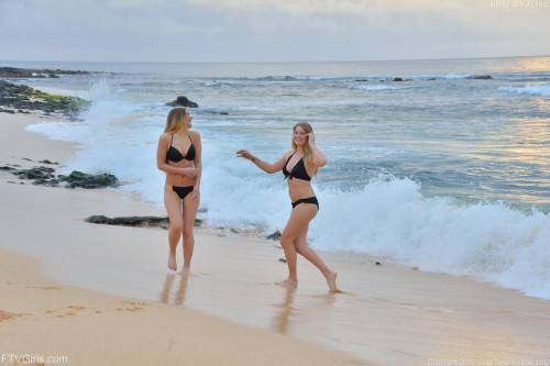 Sexy Girlfriends Veronica Weston And Teddi Rae Strip Bikinis Off On The Beach And Walk Naked on nudesceleb.com