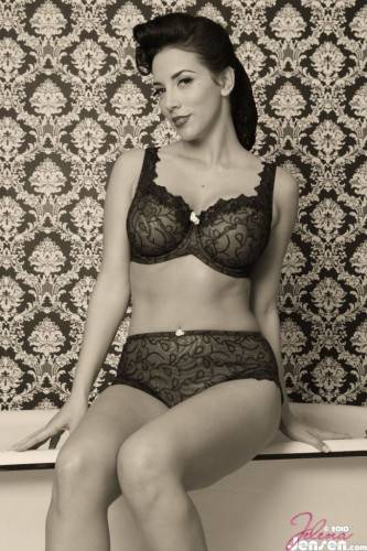 Black And White Pics Are Jelena Jensen's Favorite And She Looks Great In Lingerie. on nudesceleb.com