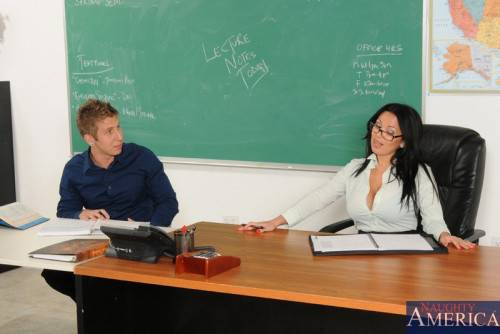 Brunette Milf Sienna West Is On The School Desk Getting Drilled By The Young Student on nudesceleb.com