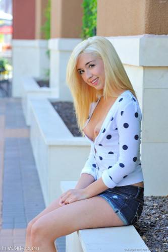 Shy Blonde Teen Jayde FTV Is Not Going To Be That Shy For Long As She Is Posing Outdoor. on nudesceleb.com