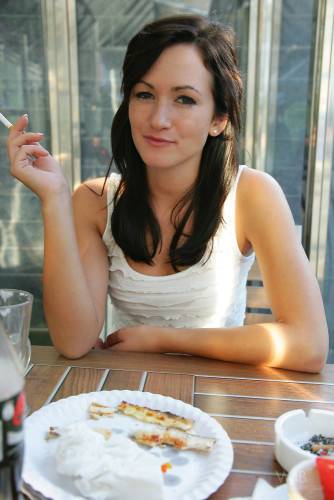 Svelte czech brunette teen Tess Lyndon in smoking fetish outdoor - Czech Republic on nudesceleb.com