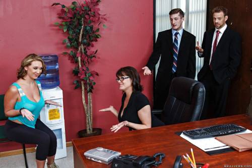 Luscious american teen Brooke Wylde enjoy hardcore 3some sex scene in office - Usa on nudesceleb.com