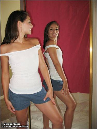 Tight Bodied Sweetheart Jordan Capri Drawing Her Clothes Off In The Mirror. - Jordan on nudesceleb.com