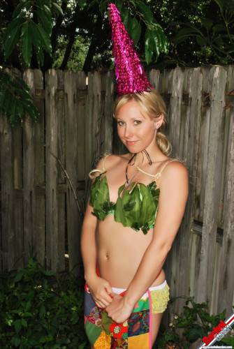 Passionate Looking Blonde Rachel Sexton Is Staying Naked In The Yard At Night on nudesceleb.com