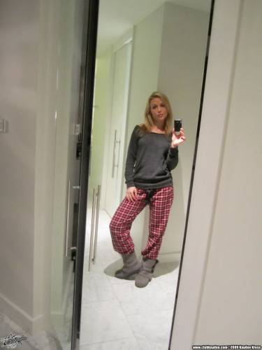 Self Shots Of Big Boobed Sexy Assed Blonde Model Kayden Kross Posing In The Bathroom on nudesceleb.com