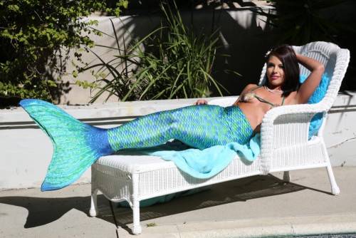 Sensual Brunette Adriana Chechik Takes Her Mermaid Fishtail Off And Shows Her Slit on nudesceleb.com
