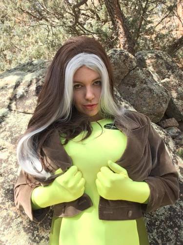 Lovely Lilith massive tits cosplay in the forest on nudesceleb.com