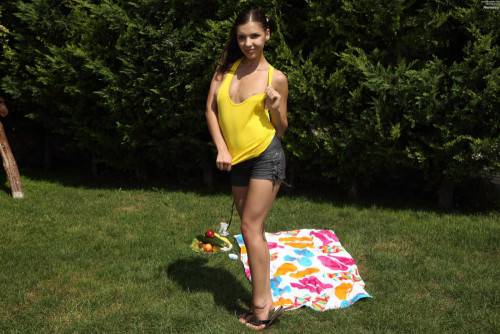 Adorable Brunette Henessy Nubiles Is Plowing Her Asshole With A Giant Toy Outdoors on nudesceleb.com