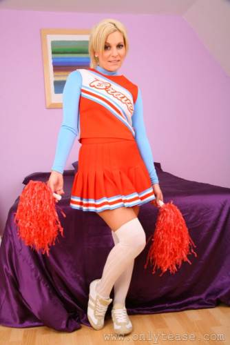 Puffy Titted Cheerleader Amy Lu In Cute White Panties Does Indoor Striptease on nudesceleb.com