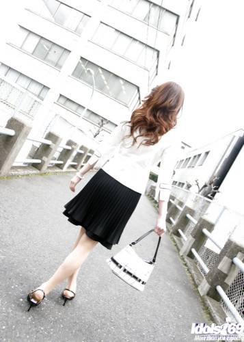 Svelte japanese teen Fumiko in fancy skirt work on rod - Japan on nudesceleb.com
