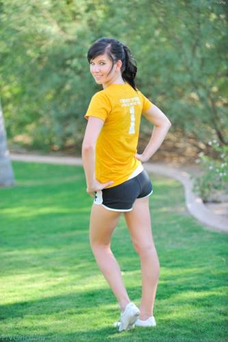 Teen Tasha FTV Removes Her Shorts And Panties Then Does Stretching Exercises Outdoors on nudesceleb.com