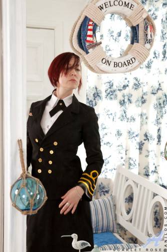 Curious british redheaded mature Scarlet Rose in uniform outfit exposes her butt and hairy beaver - Britain on nudesceleb.com