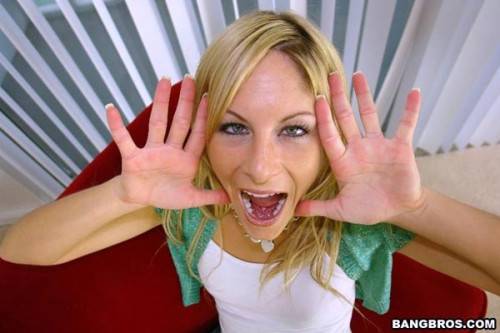 Bratty Blonde Courtney Simpson In Jeans Skirt Strips And Plays With Guy Bulge on nudesceleb.com