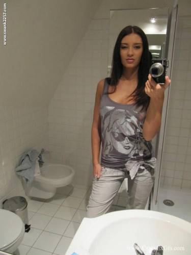 Natalie Winter Strips Out Of Her Jeans And Lingerie Taking Photos Of Herself In The Mirror on nudesceleb.com