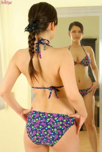 Big Breasted Brunette Lucie Nunvarova Takes Off Her Bikini In Front Of The Mirror on nudesceleb.com