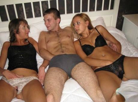 Three step-siblings embark on a taboo threesome on their parent's bed on nudesceleb.com