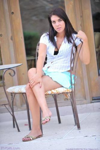 Tender Brunette Girl Claire FTV With Sexy Legs Takes Off Her Blue Miniskirt And Panties Outside on nudesceleb.com