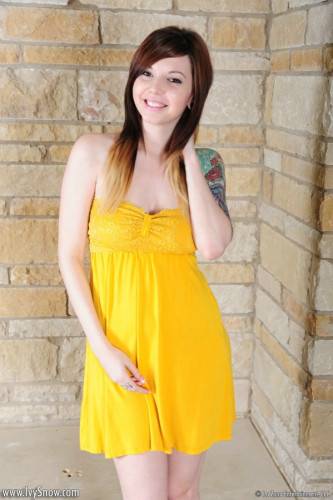 Tattooed Bimbo Ivy Jean Loses The Yellow Dress Down And Uncovers Hot Charms on nudesceleb.com