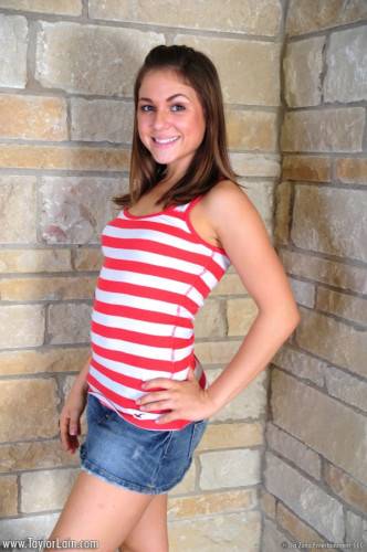 Taylor Lain Loses Her Striped Shirt And Her Red Panties So She Can Show Off Her Teen Bod on nudesceleb.com