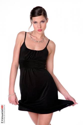 Lusty Brunette Model Olivia La Roche Is Wearing A Cool Black Dress But Not For Long. on nudesceleb.com