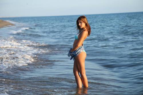 Hot Bikini Chick Anna Tatu Doesnâ€™t Mind Showing Her Nude Tits And Trimmed Cunt On The Shore on nudesceleb.com