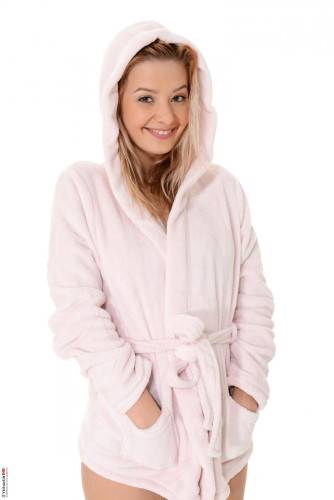 Gorgeous Busty Blonde Anna Tatu Poses In Her Bath Robe As Well As Without It on nudesceleb.com