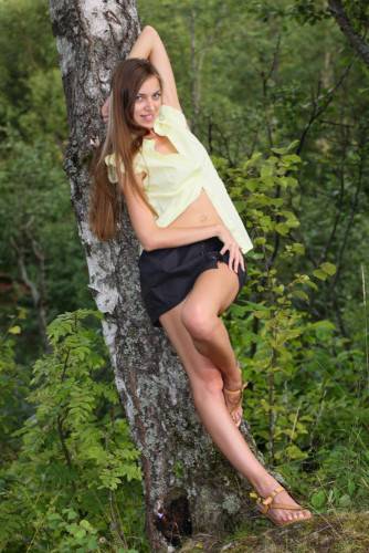 Leggy Teen Babe Sofy B Plays Naked In The Woods Showing Her Cute Tits And Perfect Pussy on nudesceleb.com