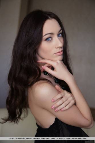 The Hot Brunette Teen Zsanett Tormay Is Showing Both Shaved Slit Up The Black Lingerie on nudesceleb.com