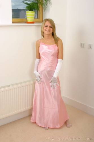 Sammy Jo In Long White Gloves Wears Long Pink Dress That Hides Her Killer Lingerie on nudesceleb.com