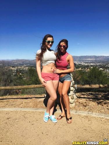 Excellent women Dani Daniels and her girlfriend licking hot pussies and tribbing each other outdoor on nudesceleb.com