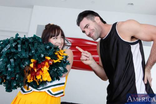 Brunette Cheerleader Mindy Lynn Gets Heavily Hammered By Her Coach And Fed With His Cum on nudesceleb.com