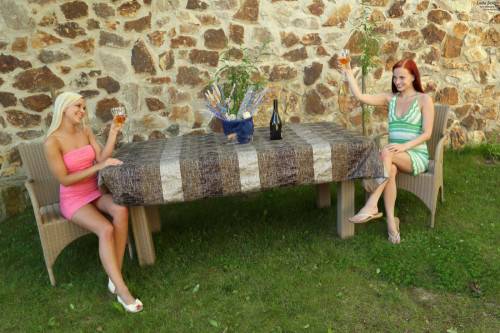 Lola Myluv And Leila Smith Are Outdoor Naked And Pierced By One Double Sided Dildo on nudesceleb.com