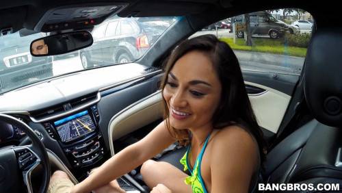 Hot Latin Beauty Valentina Vixen Gets Into The Car And Sucks The Huge Long Stick on nudesceleb.com