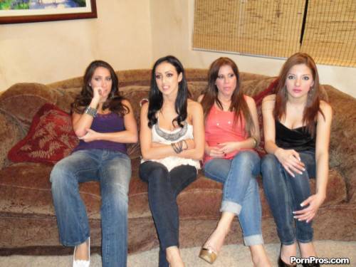 Raunchy Group Fuck Session With Breanne Benson And Her Girlfriends Rubbing And Blowing Cock on nudesceleb.com