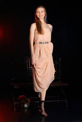 Gorgeous Babe Annett A Is Posing In Long Dress And Out Of It Showing Off Tight Clefts on nudesceleb.com
