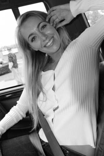 Filthy Chick Hayley-Marie Coppin Shamelessly Stripped And Showed Nude Titties In The Car on nudesceleb.com